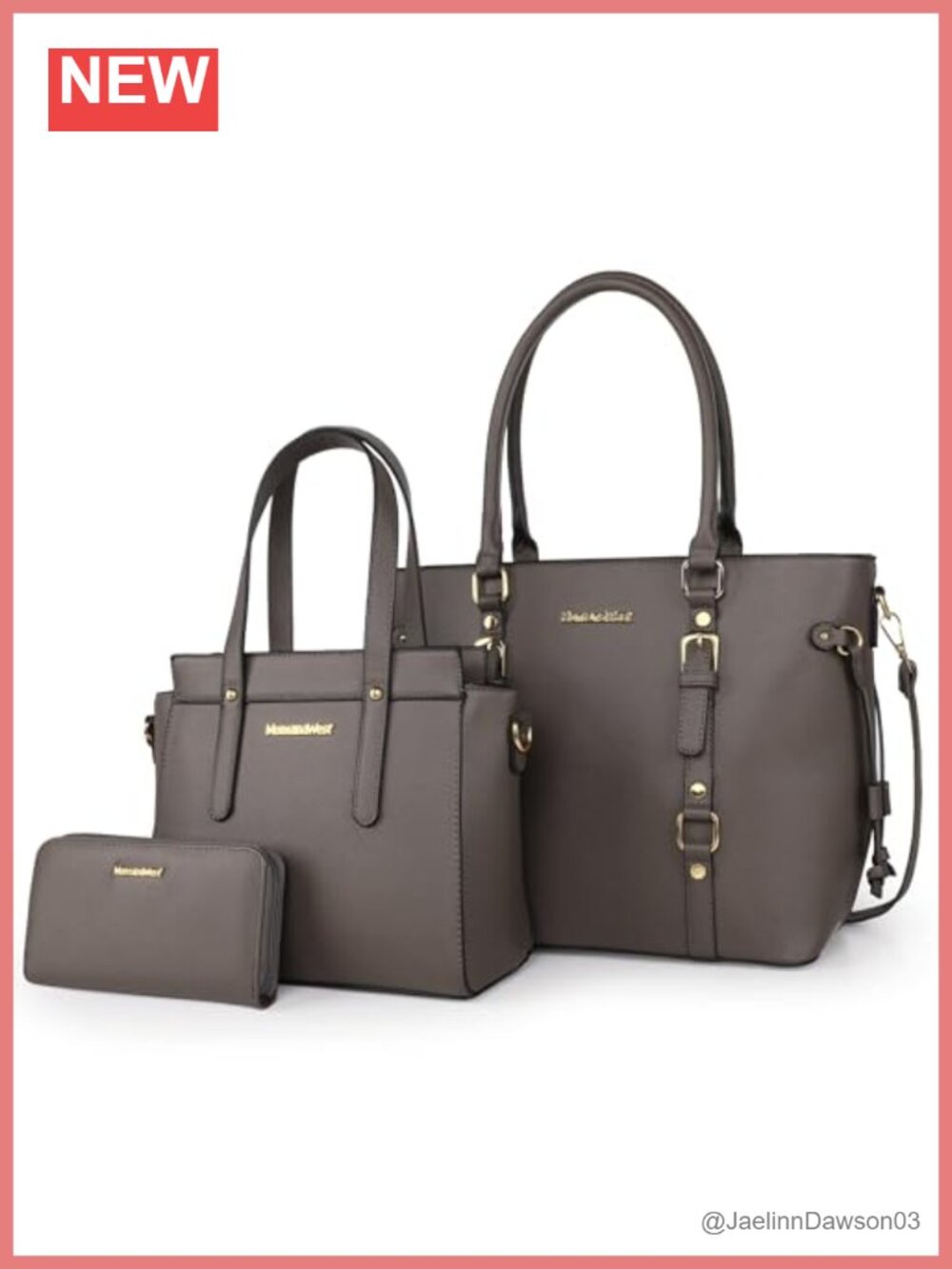 3PCS PU Leather Tote Bag Wallet Set Shoulder Satchel Handbags for Women